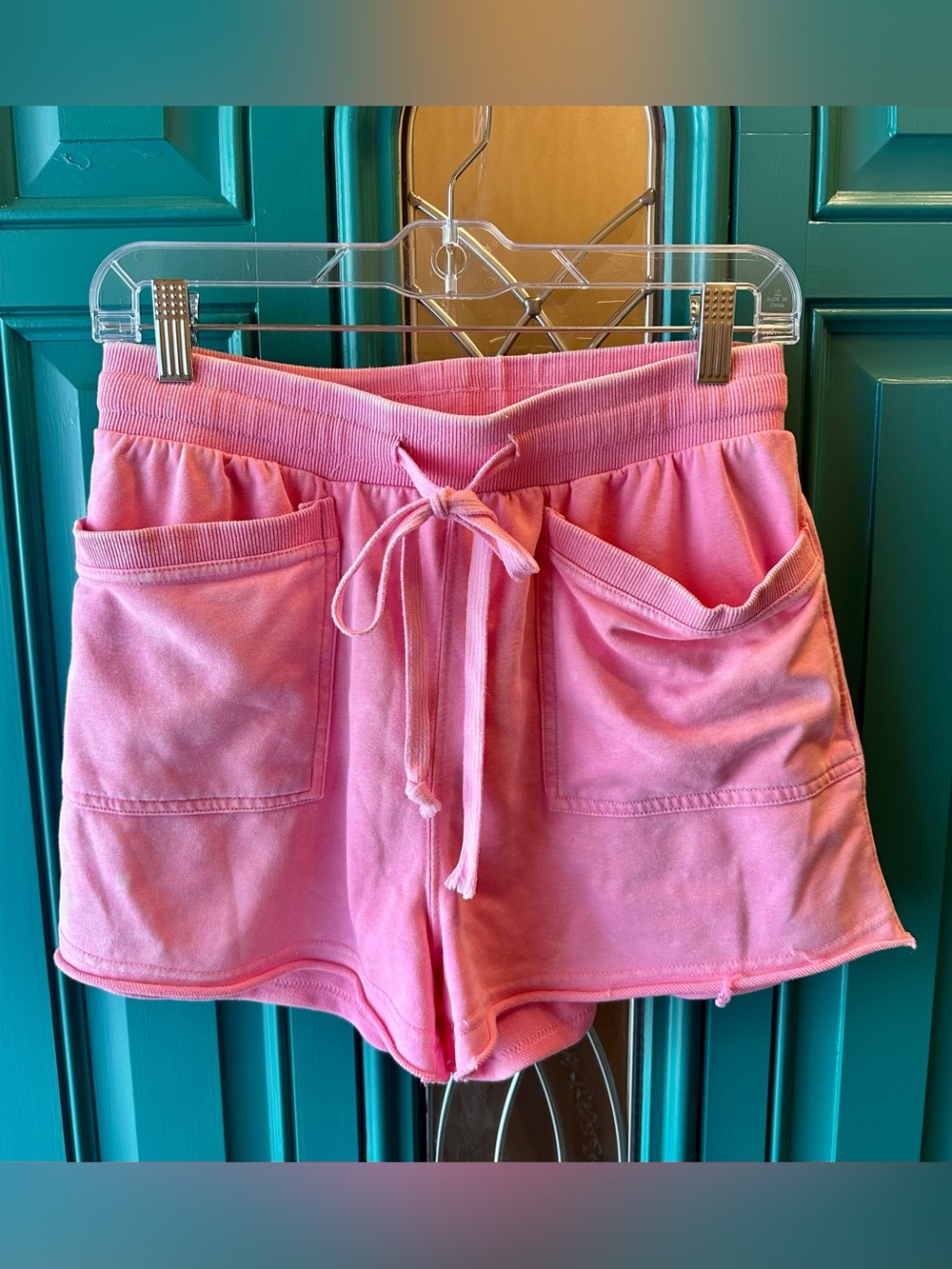 Jodifl Pink Faded Sweat Shorts with Patch Pockets
